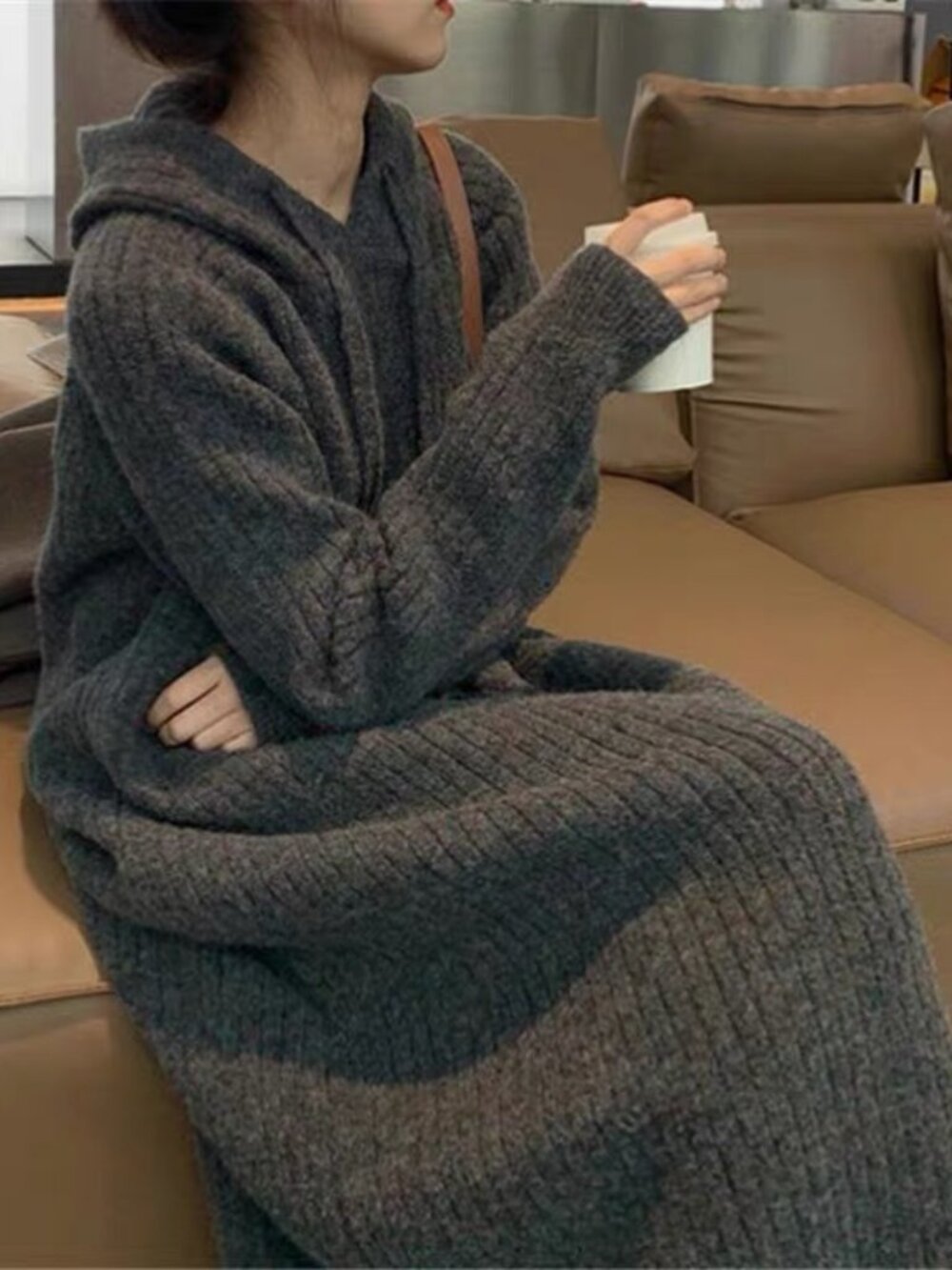 Women's Loose Slimming Knitted Pullover Sweater Dress